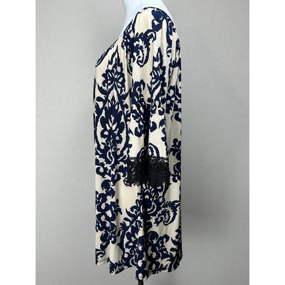 Cezanne Women's Sz 3X Scoop Neck Pop Over Flared 3/4 Lace Trim Sleeve Blouse - Picture 7 of 12